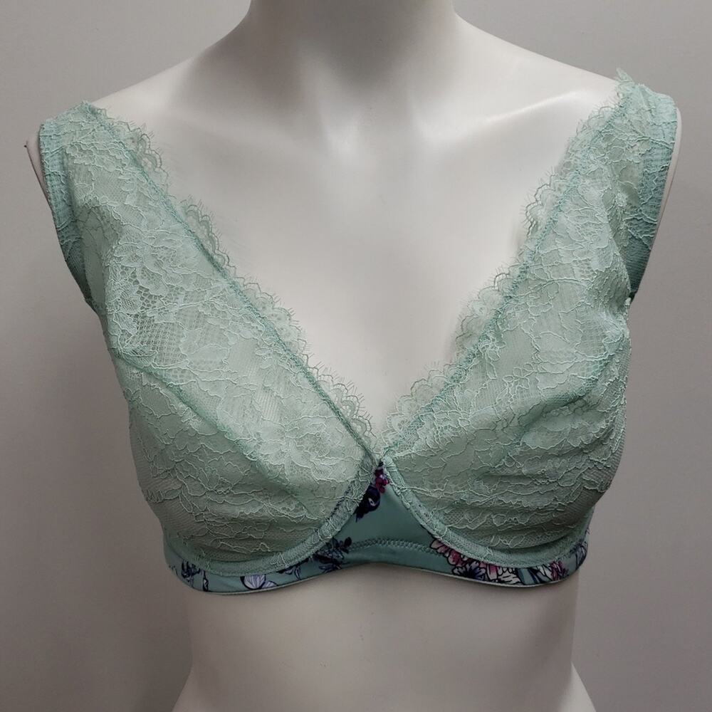 Soma Sensuous Chantilly Unlined Bra 38DDD Lace Plunge Underwire Convertible